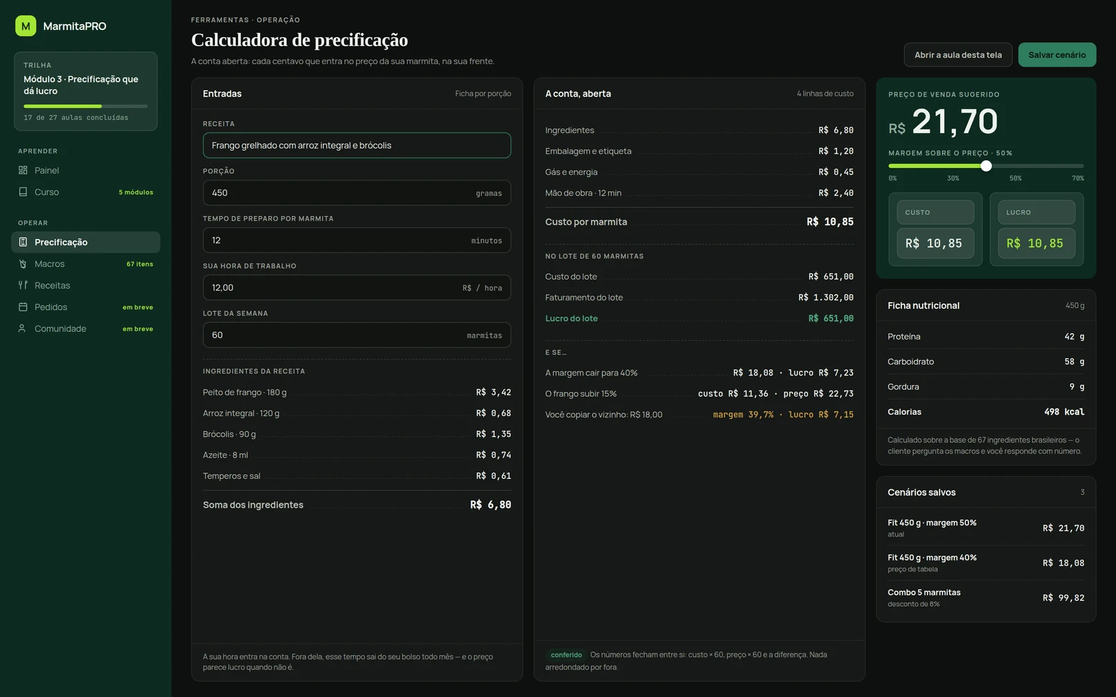 Interface do projeto MarmitaPRO, Aplicativos